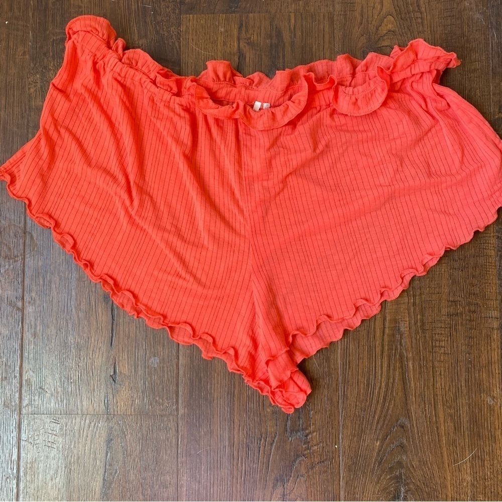 Anthropologie Women’s Lettuce-Hem Coral Orange Shorts SZ - Picture 8 of 8